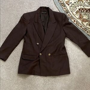 Elegant Dark Brown Women's Double-Breasted Blazer
